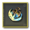 Metallic drip material icon with gold and blue swirl design