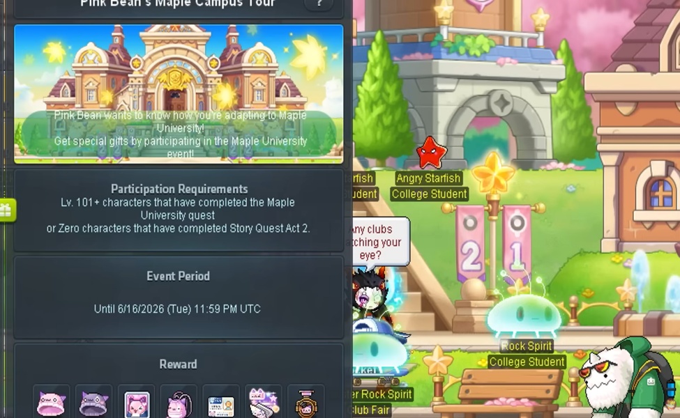maple university event duration date