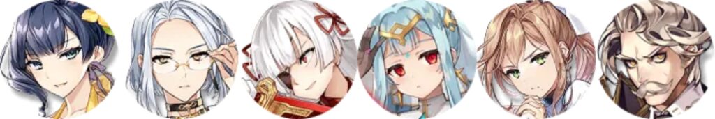 Six anime female characters with varied hair colors and styles from Epic Seven PvE tier list