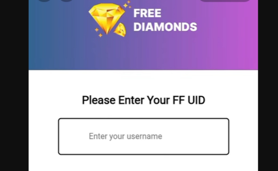 Free Fire UID input form promising free diamonds scam