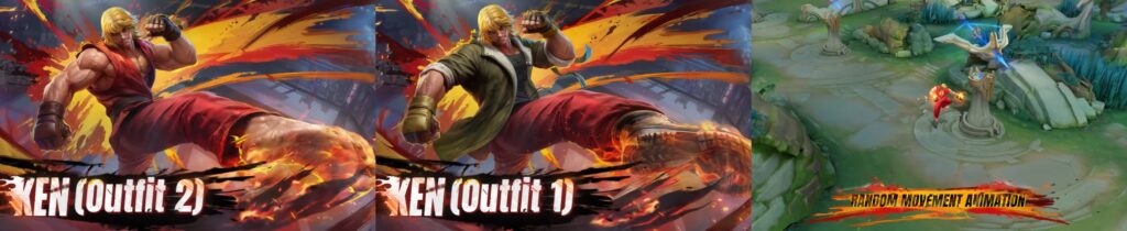 Ken outfit skins comparison for MLBB x Street Fighter 6 crossover