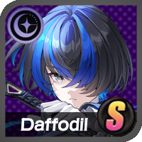 Daffodill esper character portrait from Neverness to Everness with blue hair and purple mystical