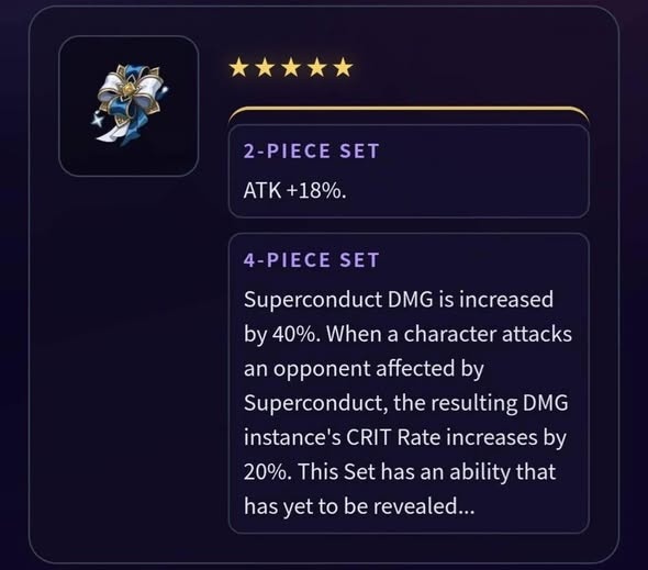 Genshin Impact Sandrone artifact set with ATK bonus and Superconduct damage increase effects