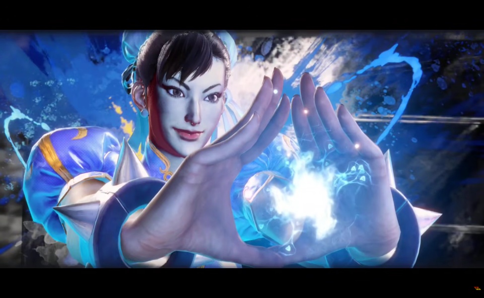 Guinevere as Chun-Li skin in MLBB x Street Fighter 6 with blue energy effects