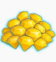Golden yellow diamonds stacked in a pile, representing Bigo Live virtual currency