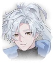 Ethan character portrait from Star Sailors with white hair and blue eyes