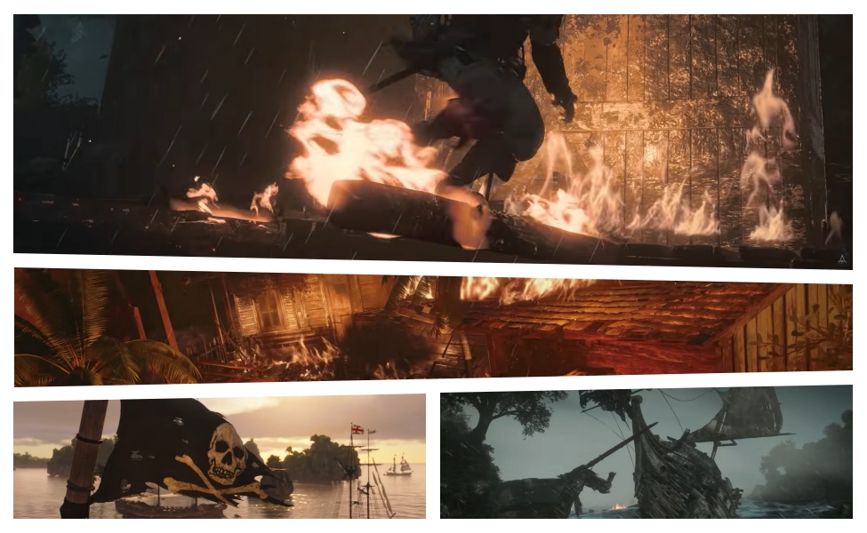 Naval combat scenes from Assassin's Creed Black Flag showing ship battles and pirate vessels