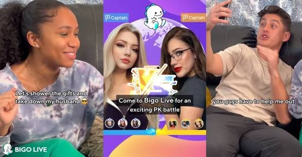 Bigo Live PK battle stream with multiple streamers competing for gifts and diamonds