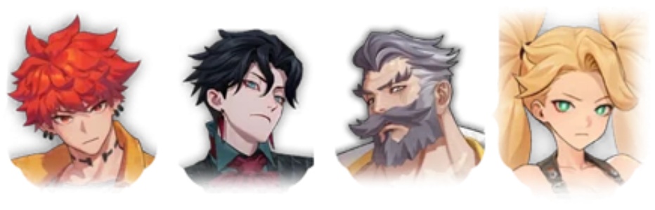 Four anime character portraits representing different Star Sailors elements and roles