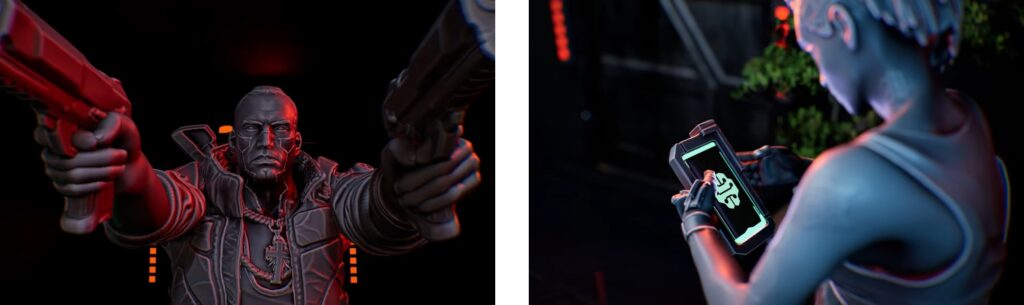 Card-driven combat system in Cyberpunk 2077 board game with tactical action cards