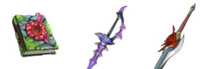 Three fantasy weapons from Seven Deadly Sins game tier list ranking
