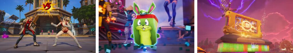Fortnite Season 4 Override cartridge mechanism with glowing golden device and purple energy effects