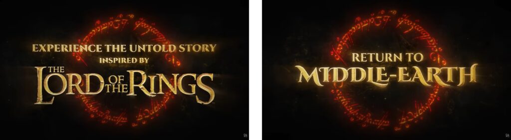 The Lord of the Rings promotional artwork with glowing ring and Middle-earth text