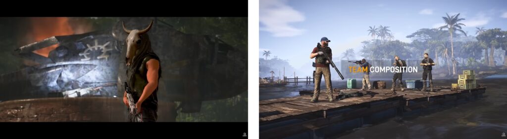 Ghost Recon Wildlands Last Rites operational zone with armed soldiers on wooden dock near water and