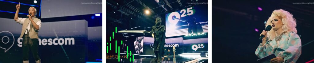 Gamescom Opening Night Live stage performances with speakers and displays