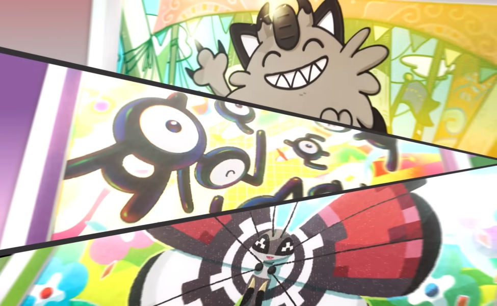 Meowth and Pikachu trading card game characters illustrated on colorful promotional artwork