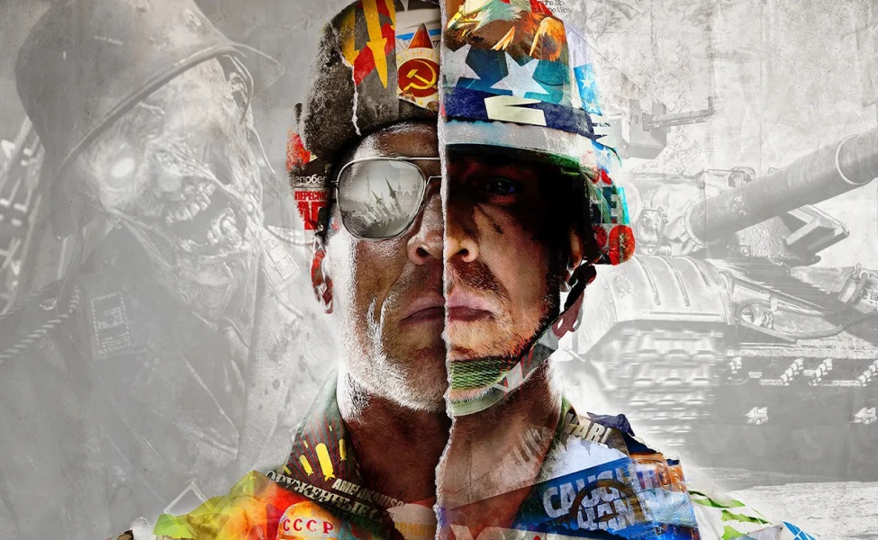 Call of Duty Black Ops Cold War soldier composite with military gear and era imagery
