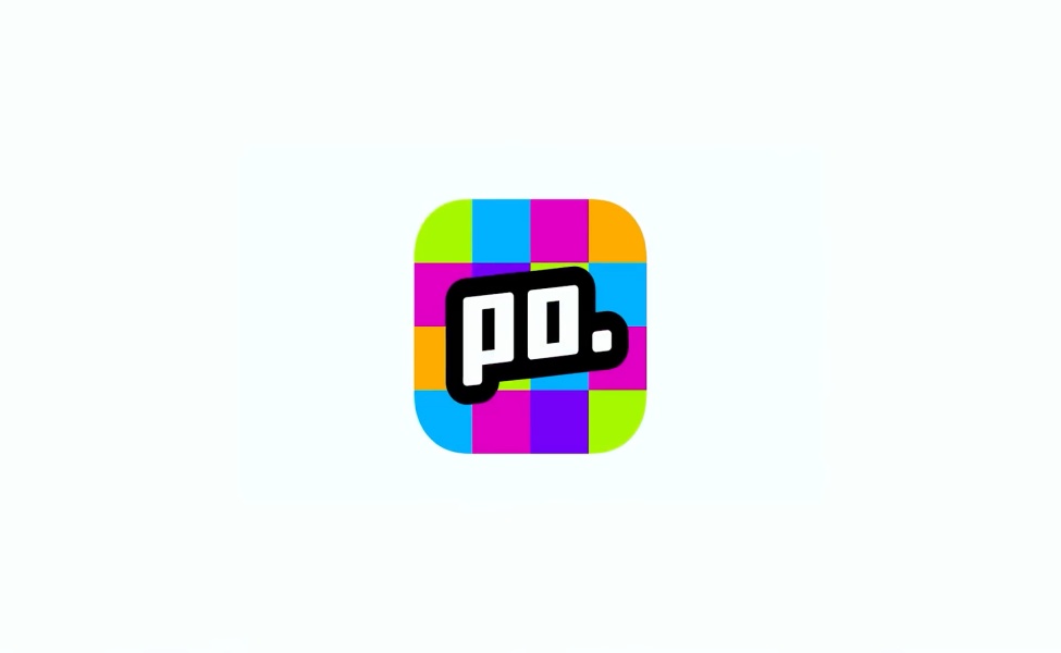 Poppo Live app icon with colorful grid background and megaphone logo