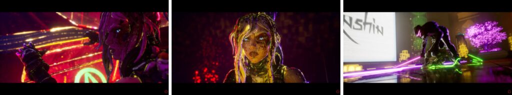 Loveless character with neon lighting in Borderlands gameplay scene
