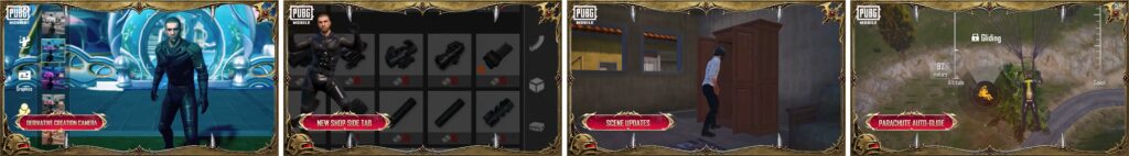 PUBG Mobile v4.6 update features including creation camera, shop items, scene updates